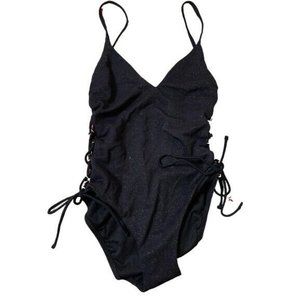 NWT Blue Ruby Sparkle Bubble SZ 4 US V-Neck Strappy One-Piece Swimsuit 110758